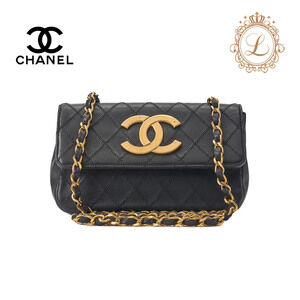 Chanel Bicolor Deca Coco Push Lock Chain Bag Black Lambskin Matelasse